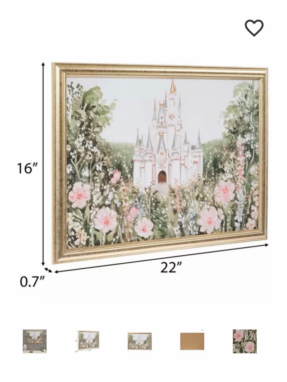 Hobby Lobby Pink Floral Castle Art with Gold Frame